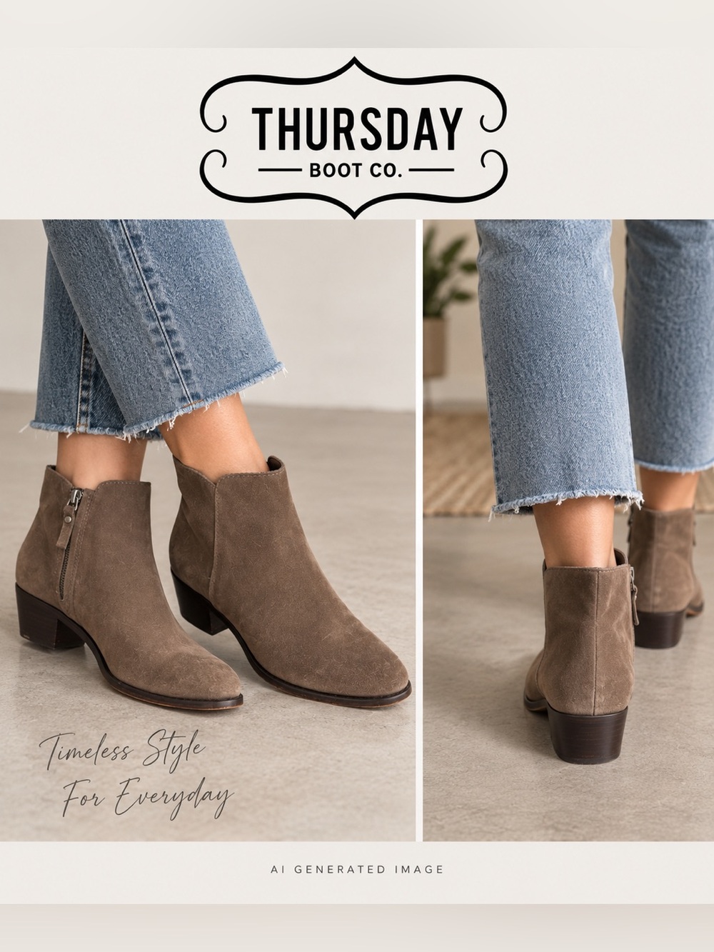 Thursday Boot Co Suede Ankle Boots Women’s 10 Western Side Zip Cowboy Minimalist